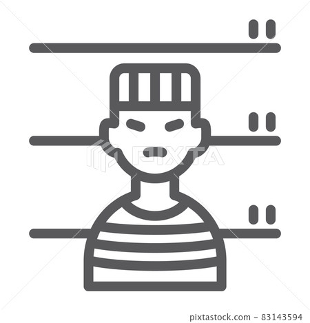 Prisoner line icon, criminal and jail, man sign, vector graphics, a linear pattern on a white background, eps 10. 83143594