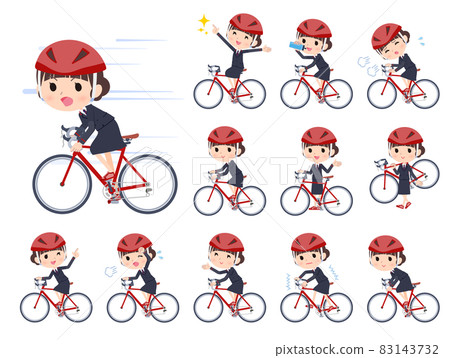 Set of women in postal suits on a road bike 83143732