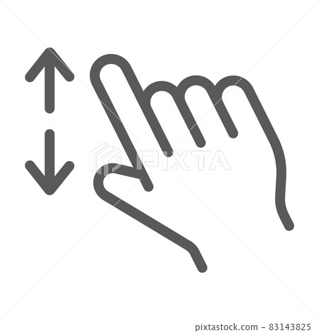 Two fingers zoom in line icon, gesture and click, hand sign, vector graphics, a linear pattern on a white background, eps 10. Two fingers zoom in line icon, gesture and click, hand sign, vector graphics, a linear pattern on a white background, eps 10. 83143825