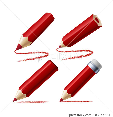 Set of red pencils isolated on white background. Set of red pencils isolated on white background. 83144361