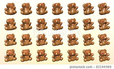 Animated Background Of Festive Chocolate Bears. - Stock Illustration 