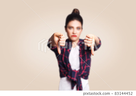 emotional brunette girl in casual style 83144452