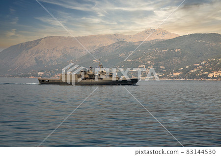 NATO military Greek frigate off the coast of Corfu. NATO military Greek frigate off the coast of Corfu. 83144530