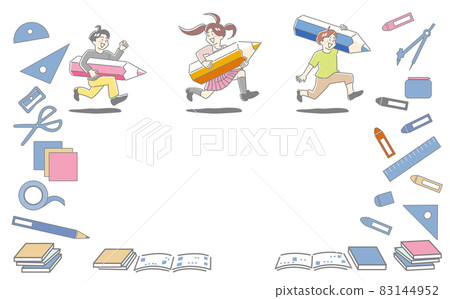 孩子們用鉛筆文具跑得很好 83144952