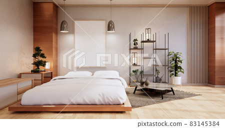 interior mock up with zen bed plant and decoartion in japanese bedroom. 3D rendering. 83145384
