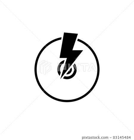 CD Writer, Disc with Lightning Flat Vector Icon 83145484