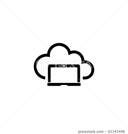 Notebook Laptop Upload Cloud Storage, Backup Anywhere Flat Vector Icon 83145496