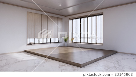 New - Empty room, modern japanese wooden interior, vintage - tropical style .3d rendering. New - Empty room, modern japanese wooden interior, vintage - tropical style .3d rendering. 83145968