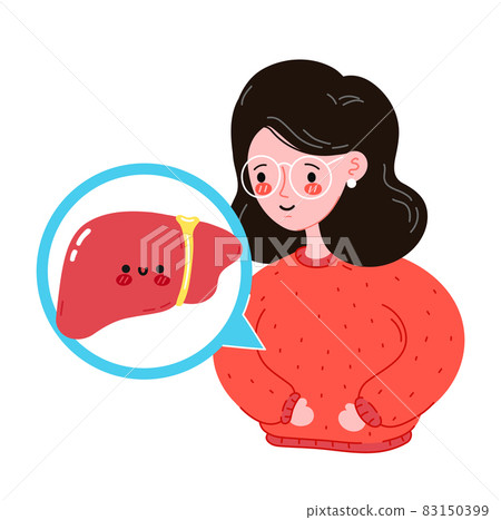 Cute happy smile young woman with healthy funny... - Stock Illustration  [83150399] - PIXTA