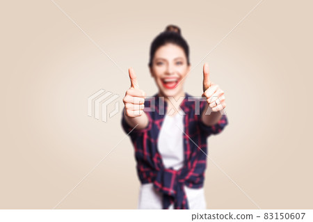 emotional brunette girl in casual style 83150607