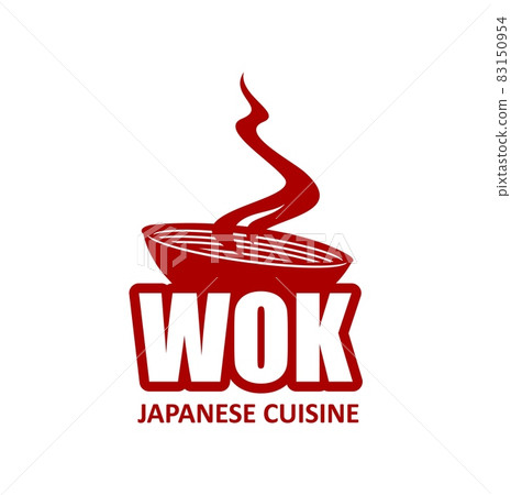 Wok pan icon, Chinese and Japanese cuisine steaming noodles, vector asian restaurant sign. Chinese or Japanese ramen or udon noodles in wok bowl for menu cover of asian food dishes and meals Wok pan icon, Chinese and Japanese cuisine steaming noodles, vector asian restaurant sign. Chinese or Japanese ramen or udon noodles in wok bowl for menu cover of asian food dishes and meals 83150954