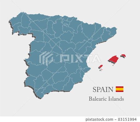 Vector map country Spain, region Balearic Islands 83151994