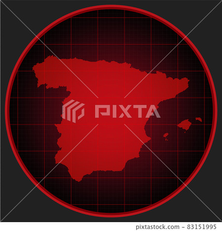 Template vector map outline Spain on radar 83151995