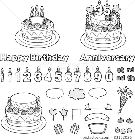 birthday cake drawing black and white