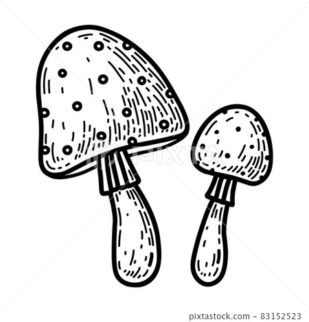 Two cartoon amanita isolated on a white background in doodle style Two cartoon amanita isolated on a white background in doodle style 83152523