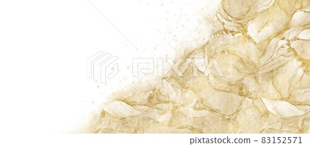 Simple abstract banner of alcohol ink art) Gold wave natural delicate space white background 83152571