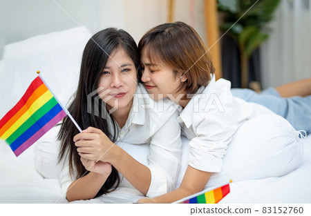 LGBT Lesbian couple love moments happiness concept 83152760