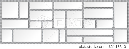 Set of blank paper banners with shadows on transparent background. Adhesive stickers, labels with 83152840