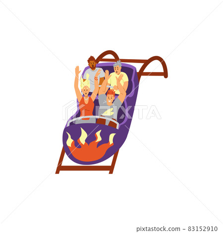 People on extreme roller coaster attraction, flat vector illustration isolated. 83152910