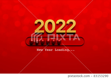 2022 and christmas ball on luxury red background with bokeh and loading bar 2022 and christmas ball on luxury red background with bokeh and loading bar 83153290