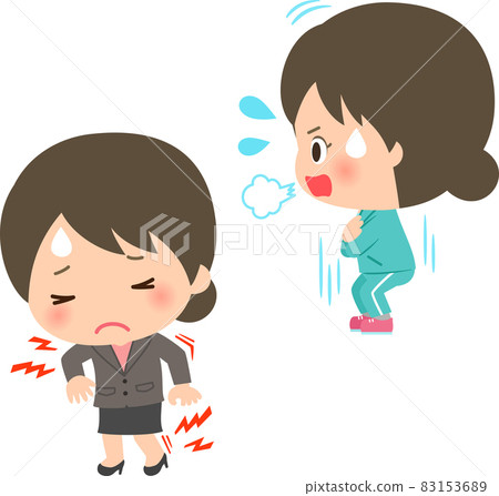 A young woman who suffered from muscle aches after exercising 83153689
