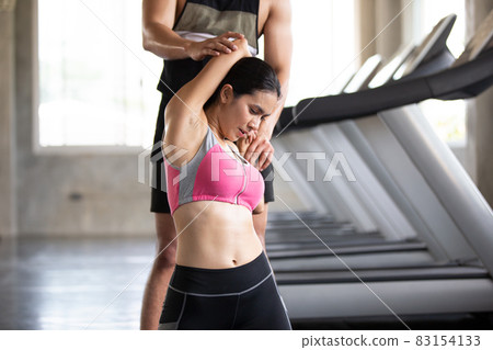 FITNESS AND WORKING OUT concept. Active lifestyle of Young people exercise and workout at fitness gym. 83154133
