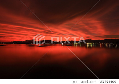 Evening view of Setouchi dyed bright red 83154409