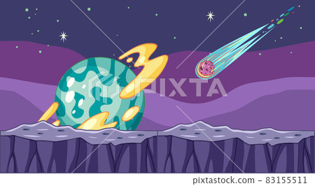 Fantasy outer space scene in cartoon style - Stock Illustration ...