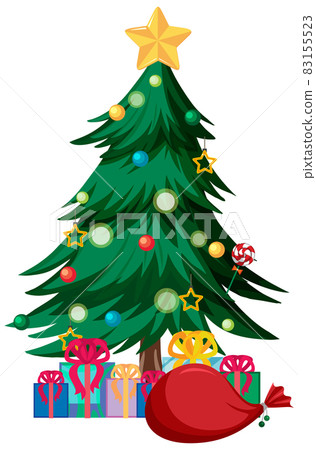Christmas tree isolated on a white background - Stock Illustration ...