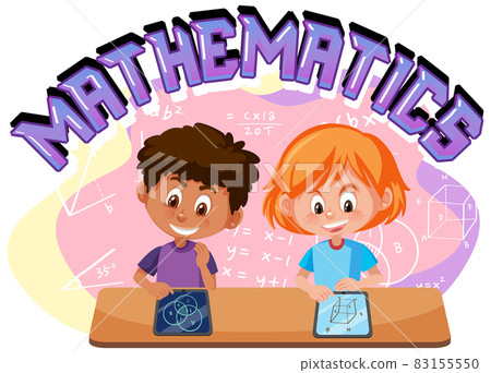 Children learning math with math symbol and icon 83155550
