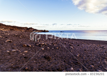 Echentive volcanic black sand beach in Fuencaliente, La Palma 83156201