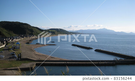 Blue sky, Sea of Japan, breakwater and cape Blue sky, Sea of Japan, breakwater and cape 83156244