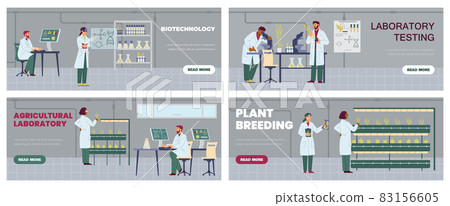 Agricultural laboratory banners set with scientists, flat vector illustration. 83156605
