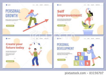 Personal development and self improvement web banners flat vector illustration. 83156707