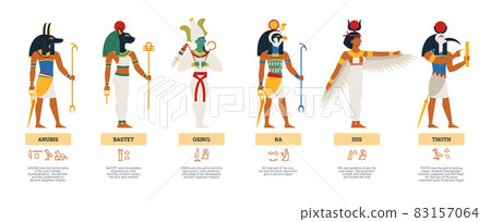 Set of images egyptian ancient gods and goddess a vector illustrations Set of images egyptian ancient gods and goddess a vector illustrations 83157064