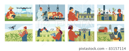 Set of smart farming concept posters 83157114