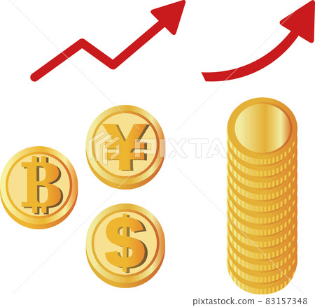 Cryptocurrency 加密資產比特幣 BTC FX 日元美元黃金商業投資箭頭圖 83157348
