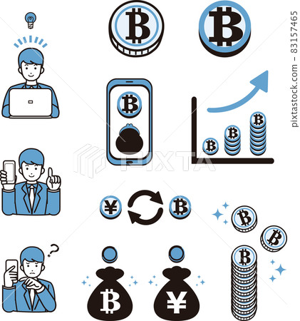 Cryptocurrency 加密資產比特幣 BTC FX 貨幣商業投資形像人男性插圖 Cryptocurrency 加密資產比特幣 BTC FX 貨幣商業投資形像人男性插圖 83157465