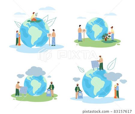 Global warming and pollution prevention set flat vector illustration isolated. 83157617