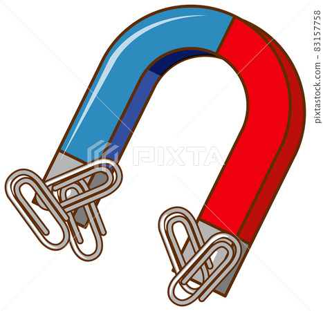 Magnet attracting paperclips on white background 83157758