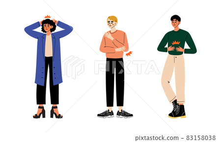 People Character Suffering from Pain in Head and Stomach Vector Illustration Set People Character Suffering from Pain in Head and Stomach Vector Illustration Set 83158038