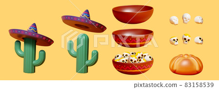 3d Dia de Muertos elements set 3d Dia de Muertos elements set 83158539