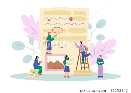 Grammar editor and copywriting services, flat vector illustration isolated. 83158542
