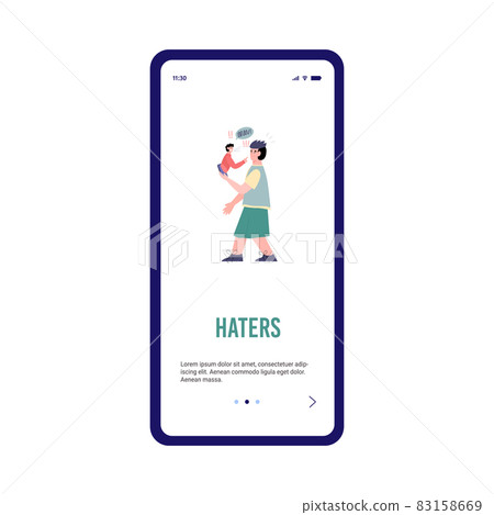 Online haters and cyberbullying adaptation screen, vector illustration. Online haters and cyberbullying adaptation screen, vector illustration. 83158669