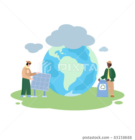 Reducing effect of global warming banner flat vector illustration isolated. 83158688