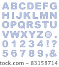 Stitch-like alphabet / numbers pastel blue 83158714