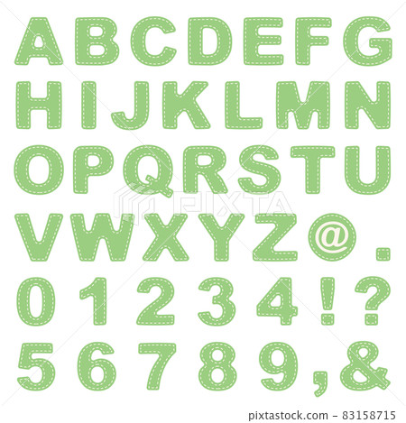 Stitch-like alphabet / numbers pastel green 83158715
