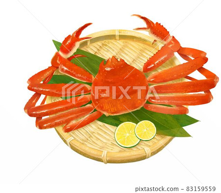 Assorted gorgeous crabs, illustration vector material with leaves and sudachi Assorted gorgeous crabs, illustration vector material with leaves and sudachi 83159559