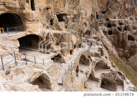 View of the historic cave city and the monastery complex of Vardzia 83159678