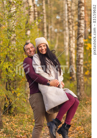 Lovely couple having fun together in nature. 83159682